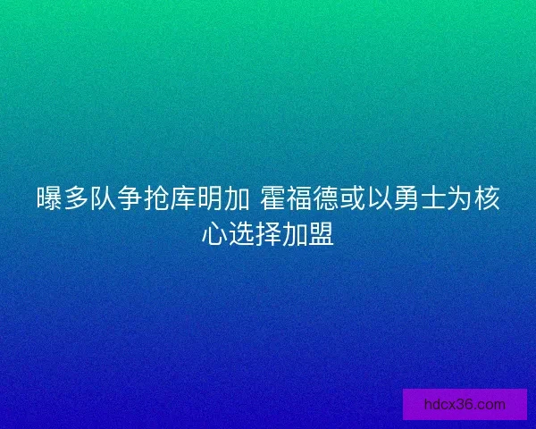 曝多队争抢库明加 霍福德或以勇士为核心选择加盟